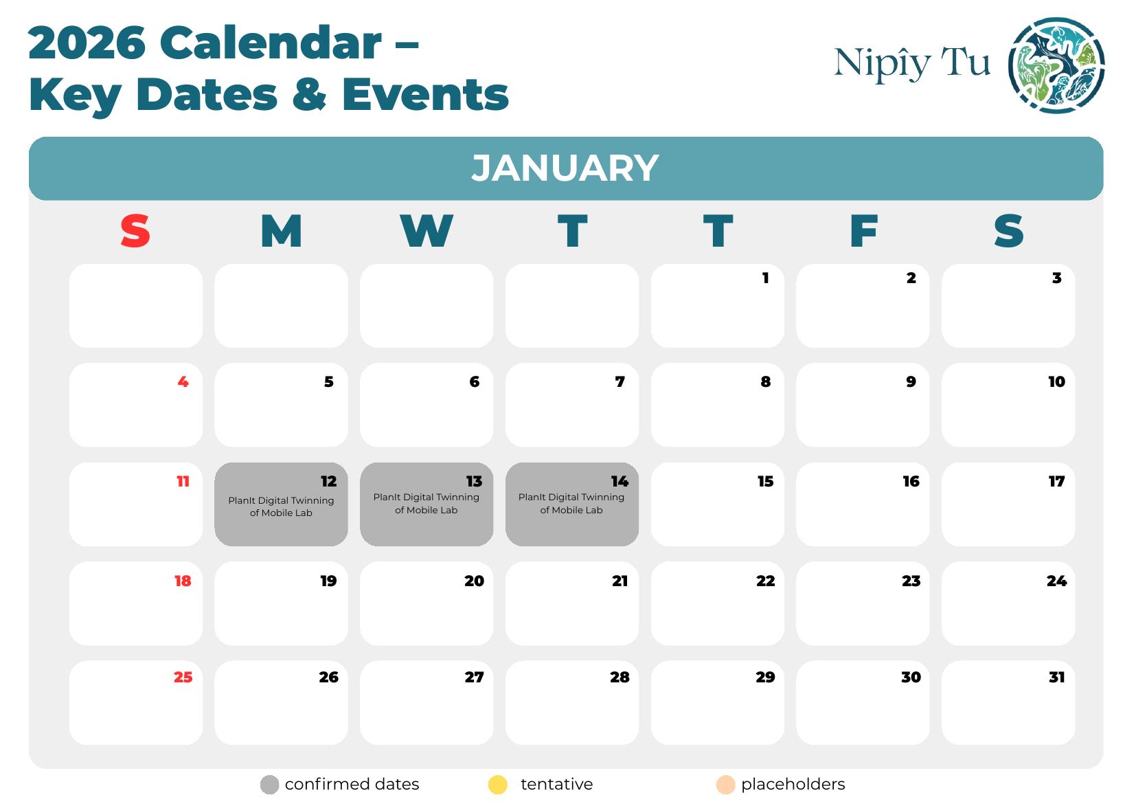 2026 Calendar of Key Dates & Events