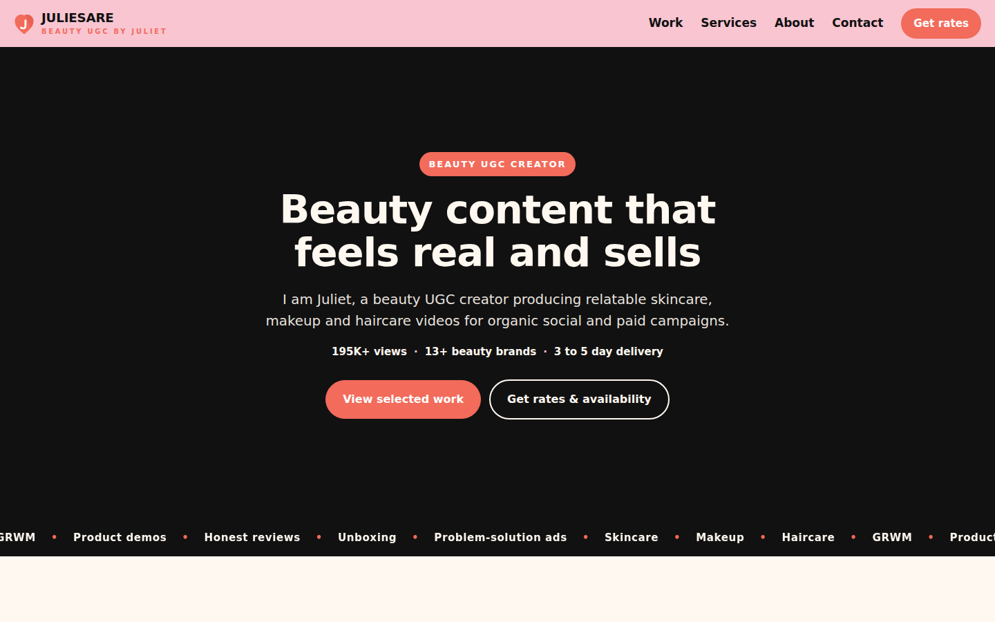 Juliesare Beauty Hub website